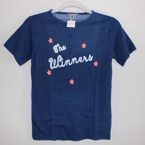 NWT‎ Bonpoint The Winners Short Sleeve Henley T- Shirt Blue 12